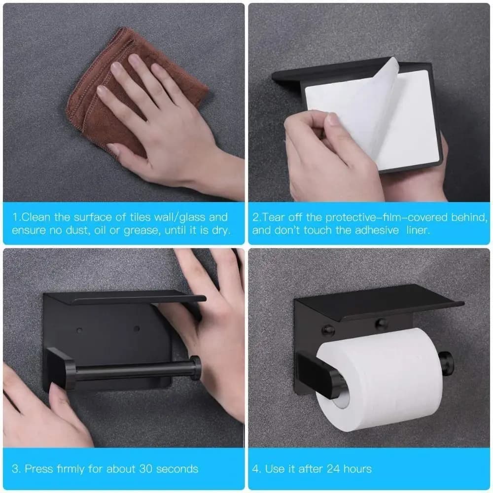 Stainless Steel Toilet Paper Holder Anti Fingerprint Rustproof Tissue Roll Holder Wall Mounted Multifunctional