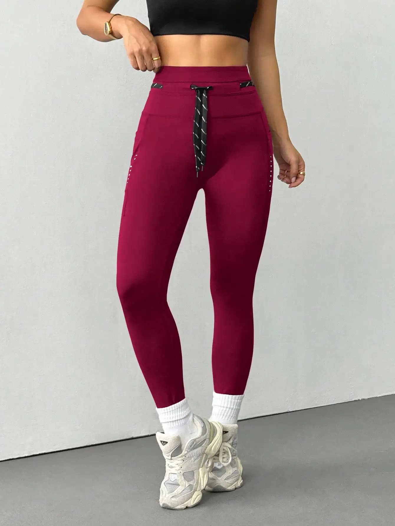 Leggings a vita alta con tasche per donna, per fitness e sport