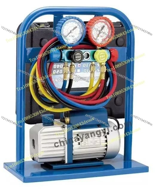 HVAC Refrigerant Filling Recycling Bin with 5 Valve Manifold Meter for Automotive Air Conditioning Repair