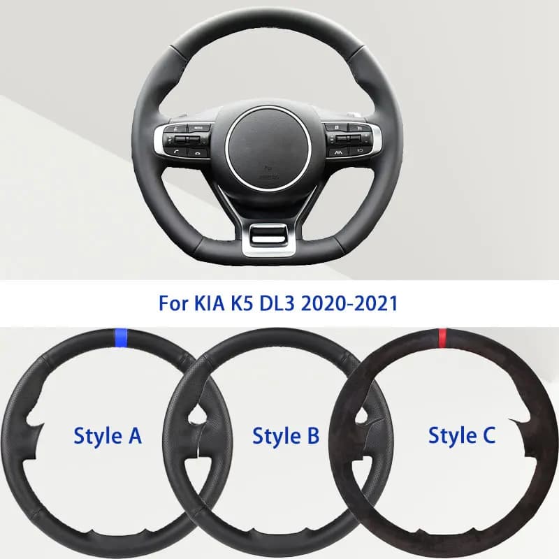 Microfiber Black Leather Cover for KIA K5 DL3 2020-2021, Soft and Soft