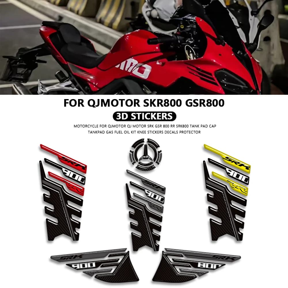 Per QJMotor SRK800 GSR800 SRK800RR Moto Rilievo del Carro Armato Tappo Accessori TankPad Gas Olio Combustibile Kit Ginocchio Adesivi Decalcomanie Protezione