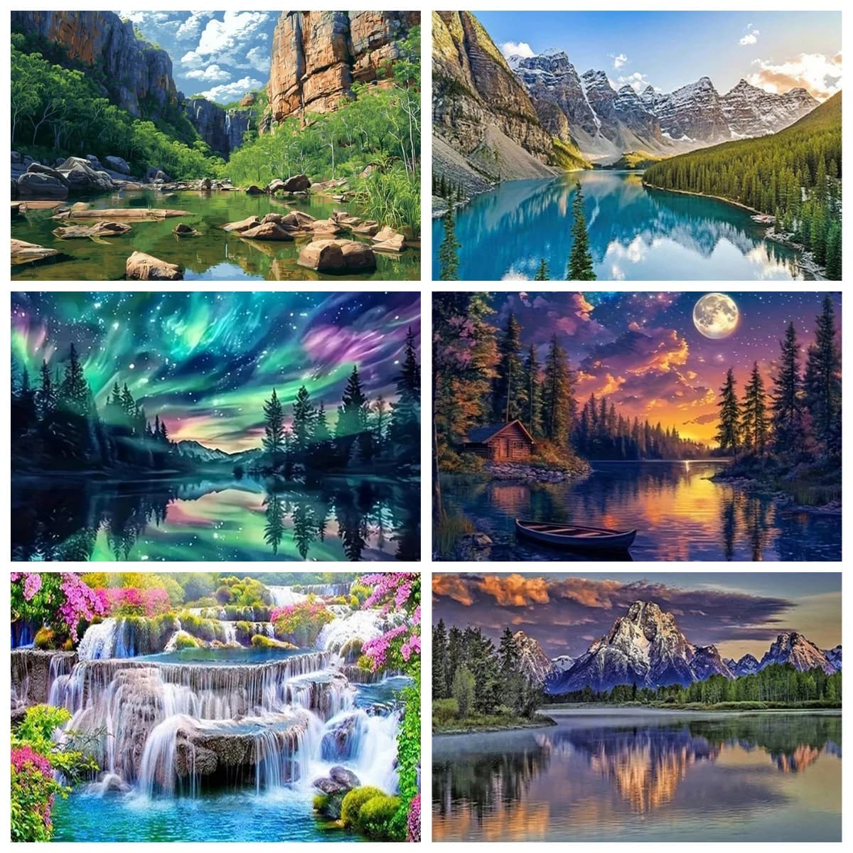 Oil Paint By Number Mountain Landscape Unique Gift Hobby Creative Drawing By Numbers Lake River Home Decor