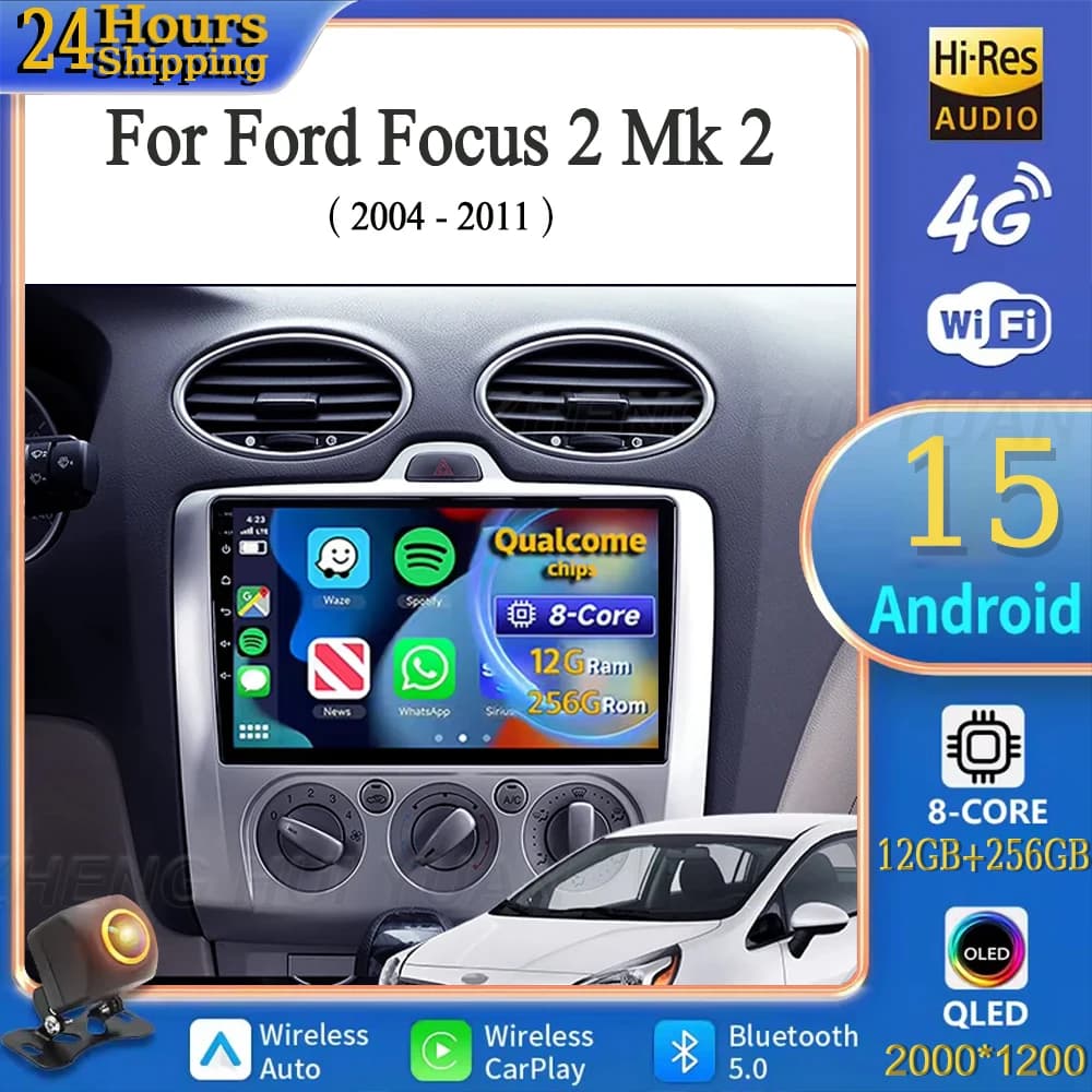 Android 15 For Ford Focus 2 Mk 2 2004 - 2011 Car Radio Multimedia Player Android Auto Carplay Head Unit Navigation GPS