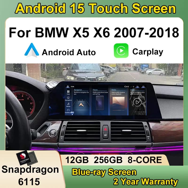 Android 15 12 + 256G Radio Gps di Navigazione Auto Carplay Car Multimediale Lettore Dvd Lama Schermo Per BMW X5 E70 X6 E71 2007-2018