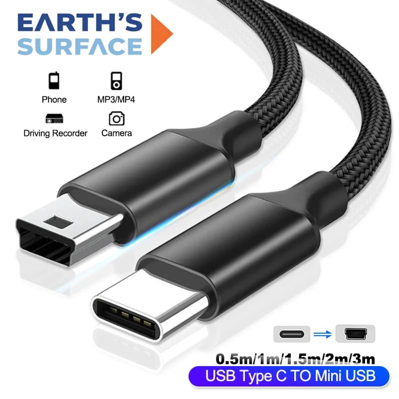 Cavo Adattatore USB C a Mini USB, Connettore Tipo C Mini USB per Fotocamera, MP4, MacBook Pro, Cavo OTG a 5 Pin per Ricarica e Sincronizzazione Dati