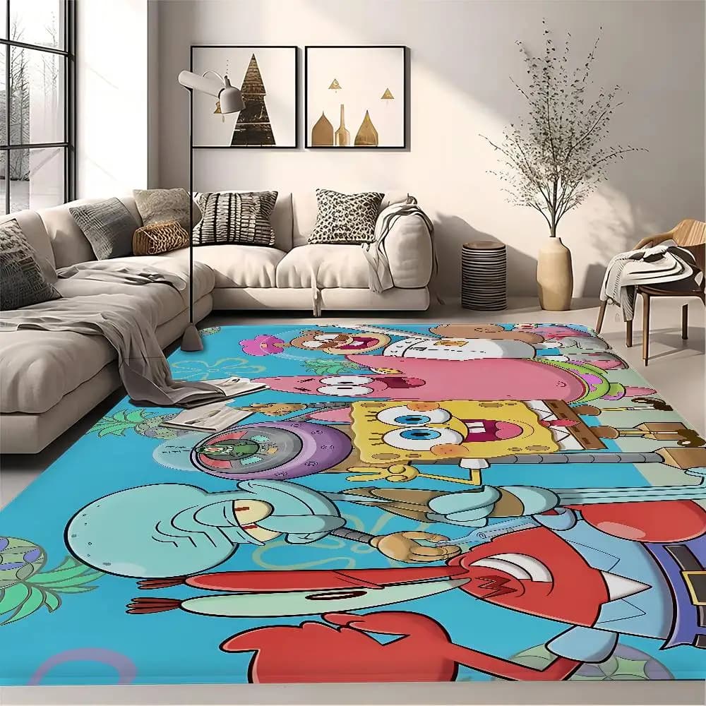 S-spongebob Hallway Carpet Non-Slip Laundry Room Mat Laundry Decor Balcony Child Living Room Bedside Area Rugs
