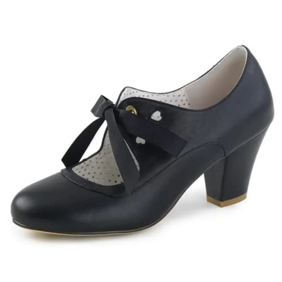 Erocalli Women's Mary Jane Pumps Chunky Block Shoes Heart Hollow Adorable Vintage Shoes Unique Round Toe Lace Up