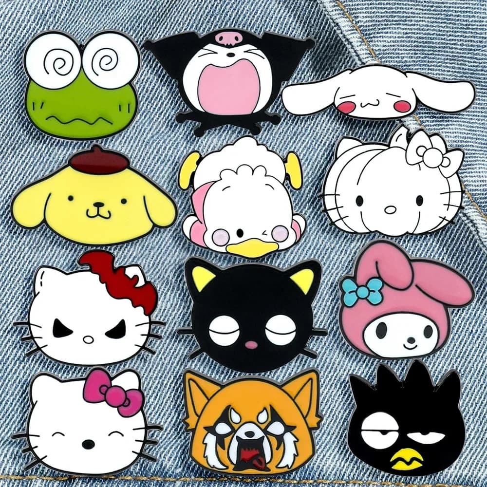 12 Pezzi Spille Anime Avanzate e Creative, Cinnamoroll Hello Kitty, Pin Smaltati per Zaini, Abbigliamento, Gioielli, Badge in Metallo, Accessori