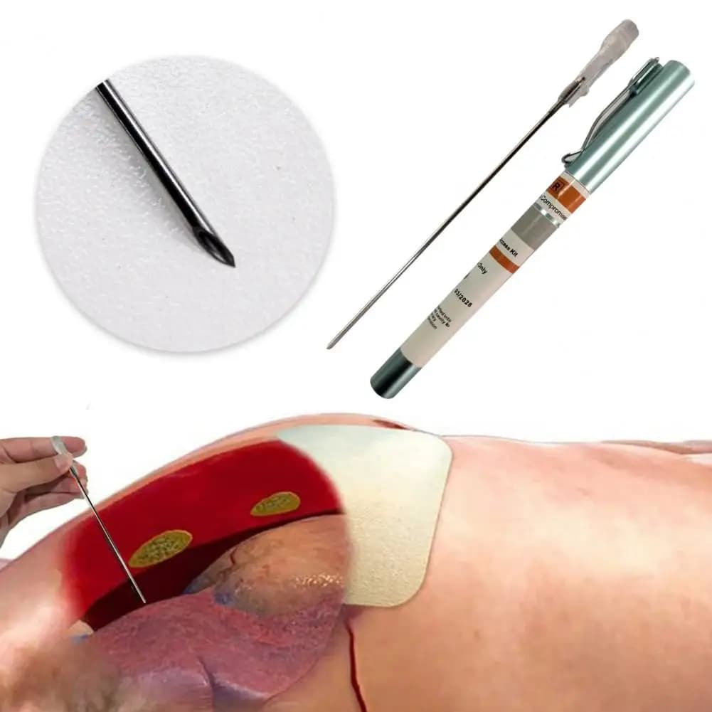 1/2 pz 15.5 cm ago di decompressione toracica esterna tensione pneumotorax sollievo body piercing ago attrezzature di primo soccorso di emergenza