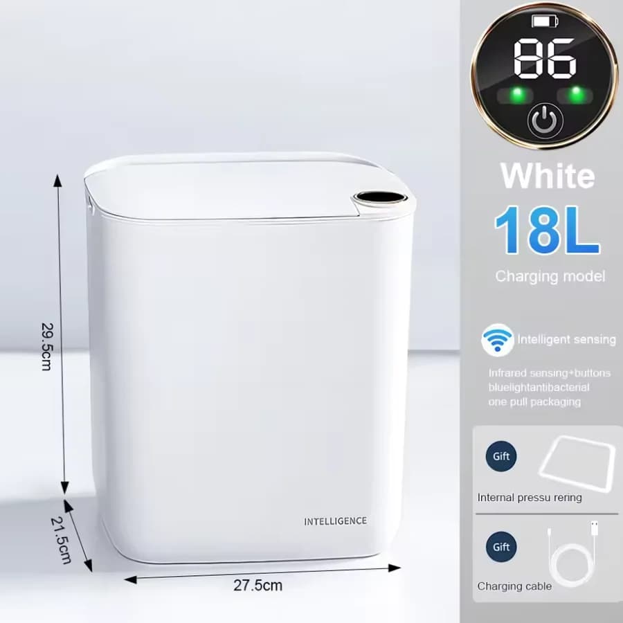 20L Smart Sensor Trash Can With Display Recharging Automatic Wastebin For Bathroom Kitchen Toilet Wastebasket Smart home
