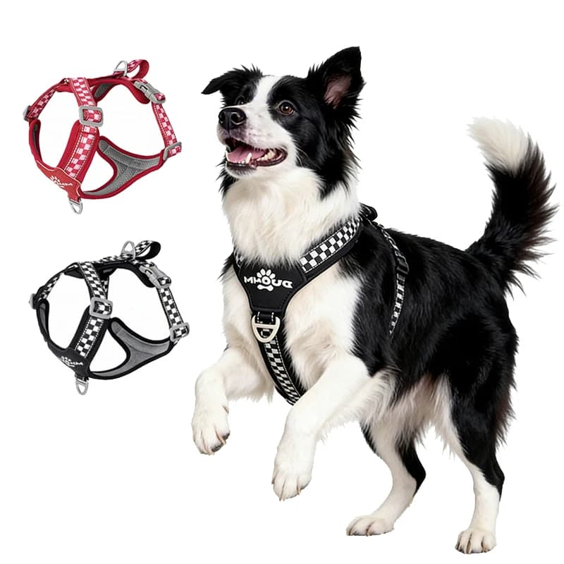 Imbracatura riflettente universale per cani da compagnia, scacchiera, senza tiraggio, regolabile, adatta per Shiba Inu Border Collie per passeggiate all'aperto