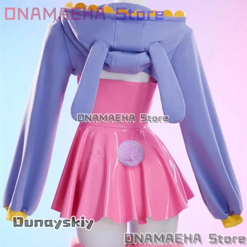 Abito in Pelle PU con Orecchie di Coniglio IAX Circus, Costume Cosplay Anime ONAMAEHA, Abbigliamento Halloween per Donne Jirai Kei ‌ ‌ ‌