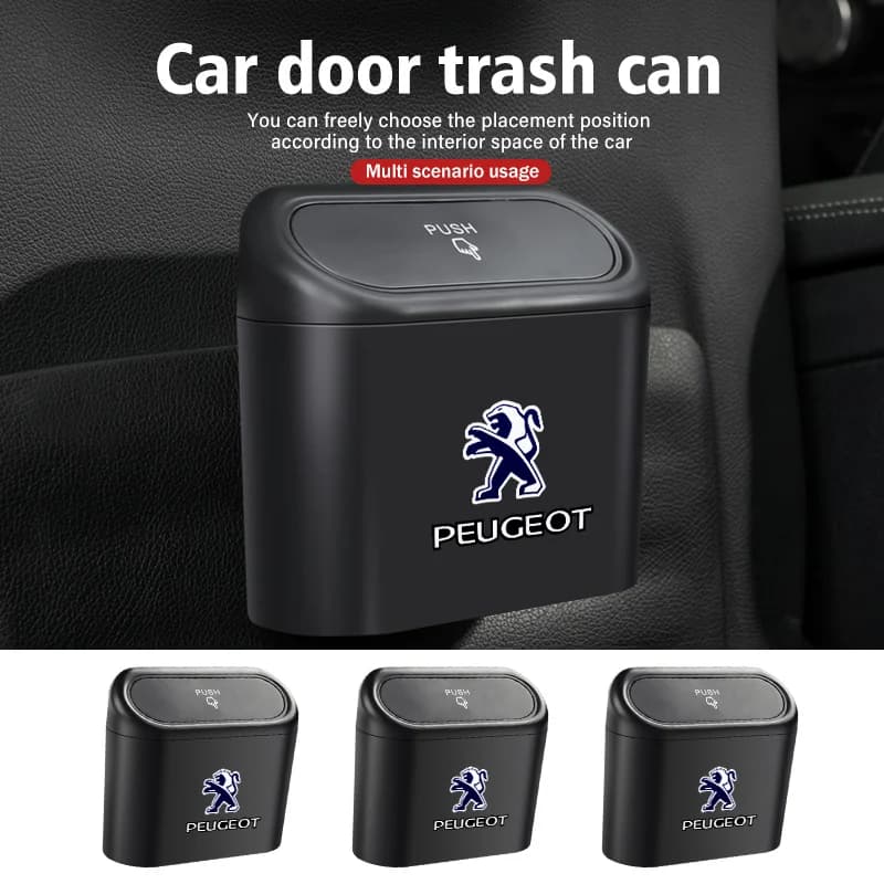 Car Door Trash Can Leather Hanging Storage Bags Accessories For Peugeot 407 508 2008 5008 107 106 205 4008 301 607 108 807