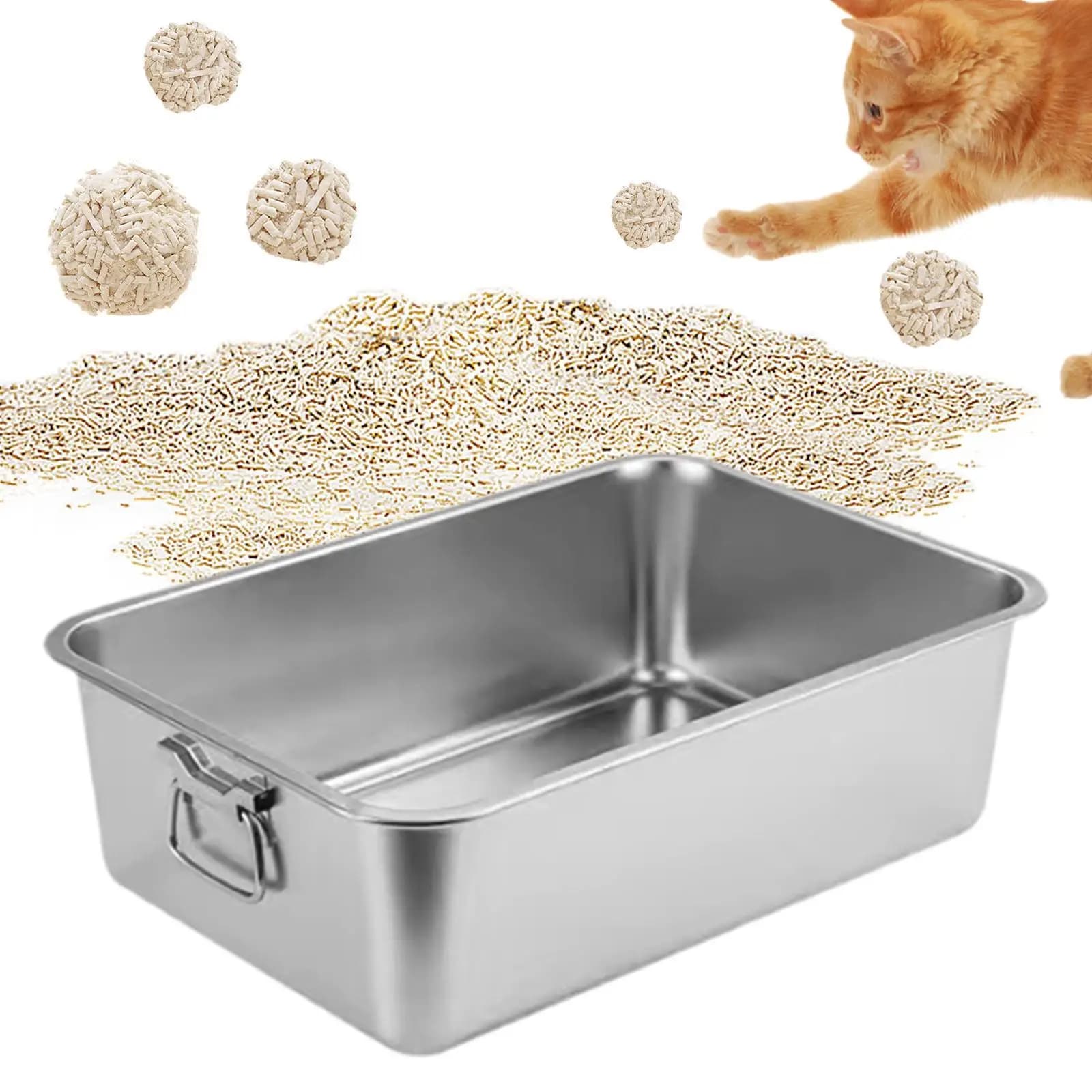 Lettiera per gatti per tutti i tipi di lettiera per gatti Forniture per animali domestici per gatti piccoli e grandi Toilette per gatti Lettiera per gattini Lettiera in metallo
