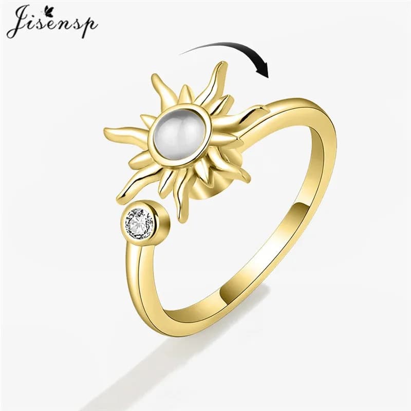 Anello Girevole Boho Anti-Ansia a Forma di Girasole, Gioiello da Dito per Donne, Accessorio Estivo Rilassante Anti-Stress