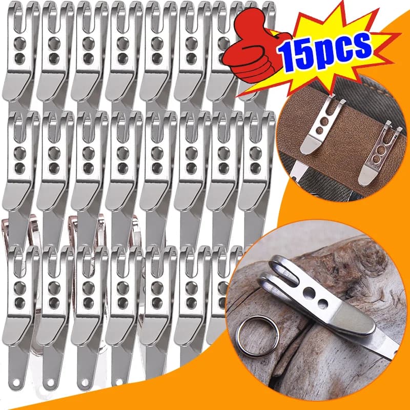 15/1pcs Clip da tasca Clip da cintura per esterni Sospensione in acciaio inossidabile Portachiavi da tasca Portachiavi Mini Sospensione Quicklink Portachiavi