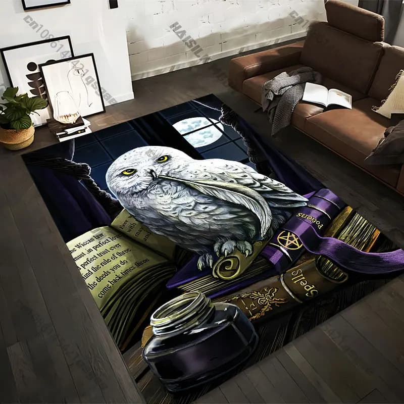 Carpets printed with pattern Magical Gufo of the Moon in 21 sizes, yoga mats for adults, decorations for living room, customized zerbini