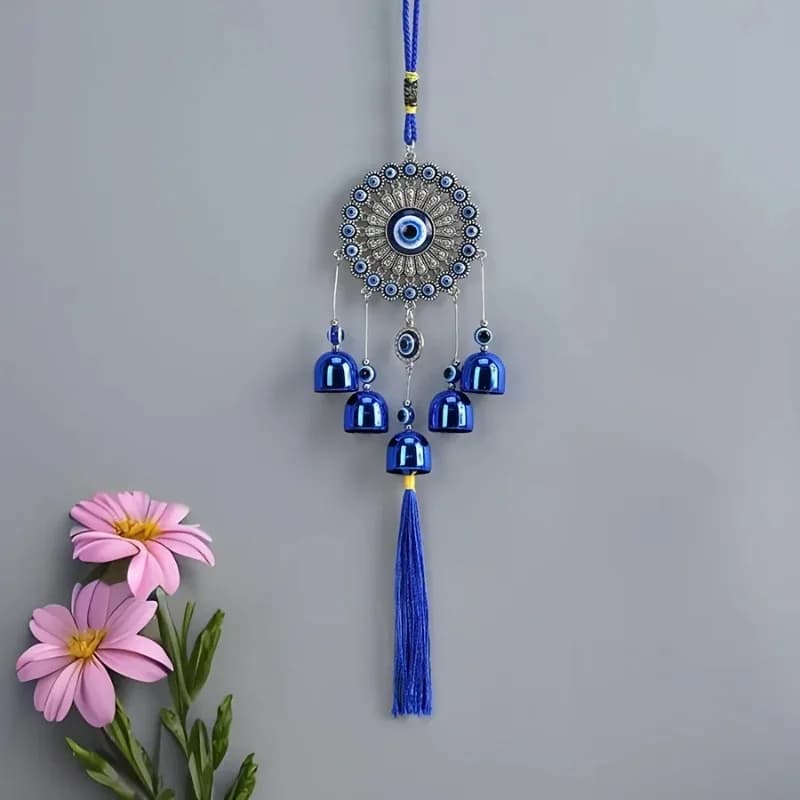 1pcs Devil's Eye Wind Chime Metal Wind Chime Blue Eyes Wind Chime Pendant Outdoor Corridor Balcony Courtyard Decoration