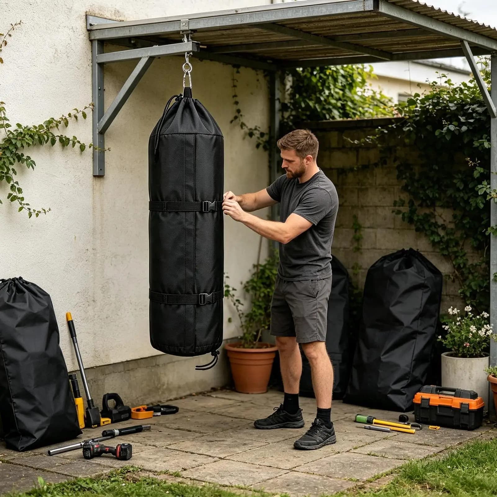 Punching Bag Outdoor Cover Oxford Fabric Waterproof Protector Boxing Bag Protective Cover for Outdoor Backyard Yard Garden Patio