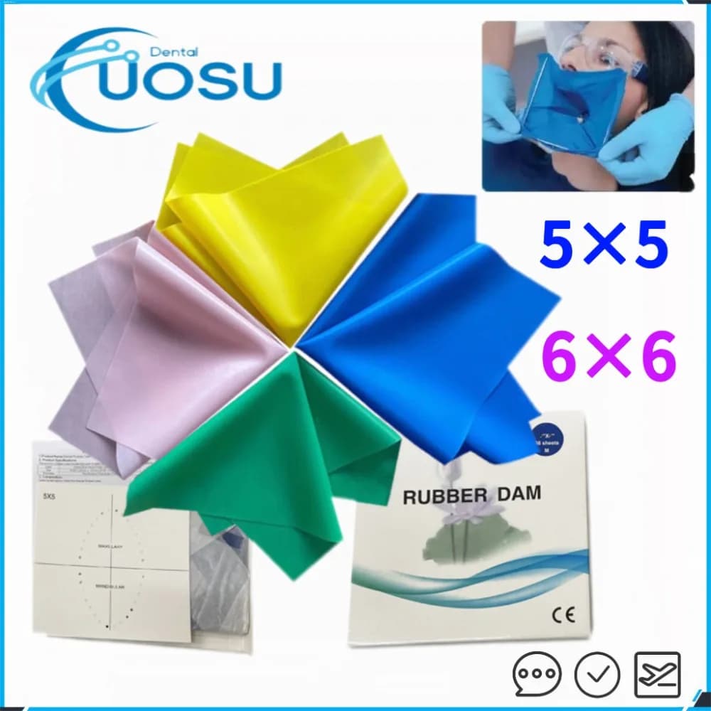 36 pz Diga di Gomma Dentale Foglio Barriera di Gomma di Lattice Naturale Barragli Nero Blu Viola Rosa Verde Giallo Sbiancamento Dei Denti per Adulti