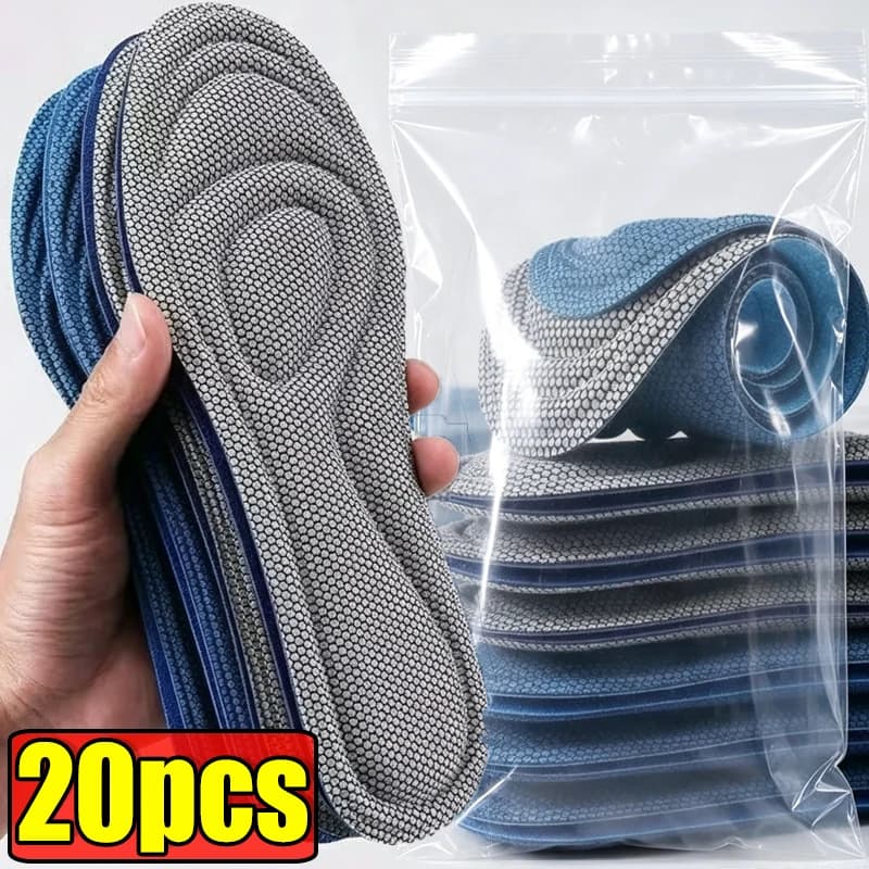20pcs Memory Foam Orthopedic Insoles Shoes Men Women Nano Antibacterial Deodorization Insole Sweat Absorption Running Cushion