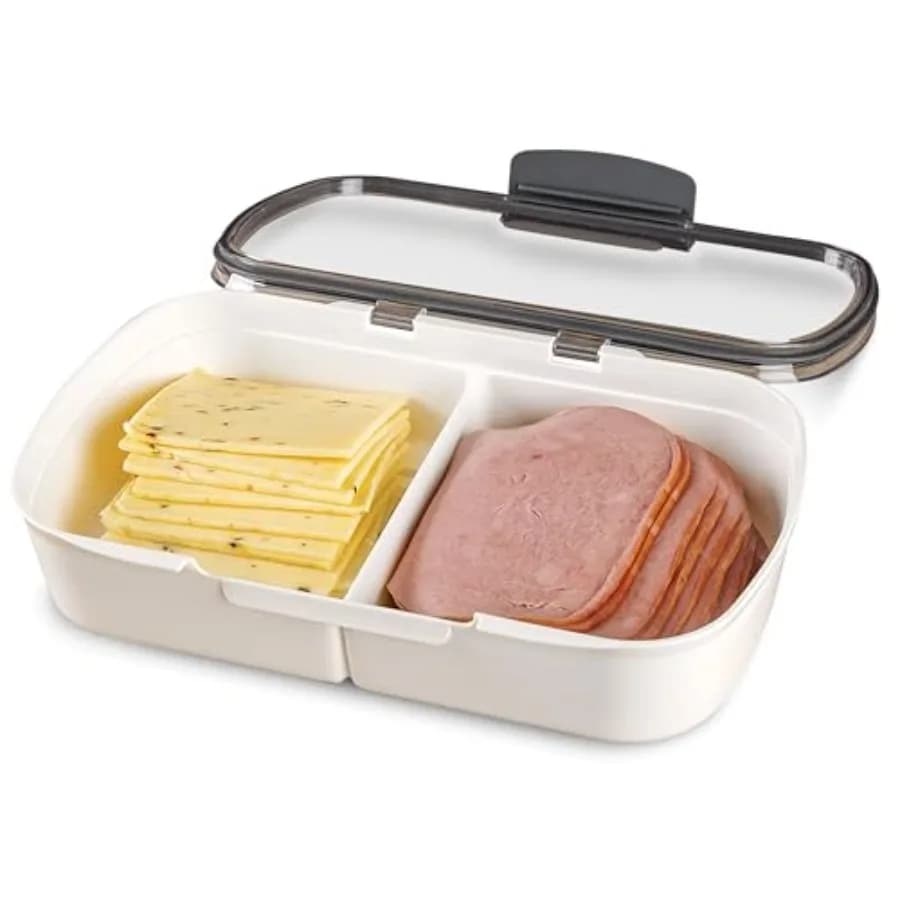 Contenitore per Alimenti Split Deli con Chiusura Ermetica in Silicone e Coperchio Compatibile con Lavagna a Secco, Trasparente, per Preparazione Pasti e Conservazione