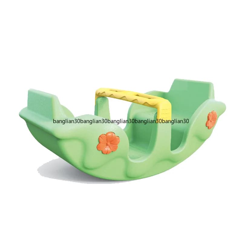 Altalena a dondolo in ferro battuto per asilo nido, con tavola musicale doppia per esterni, e dondolo a dondolo in plastica per interni (alto e basso)