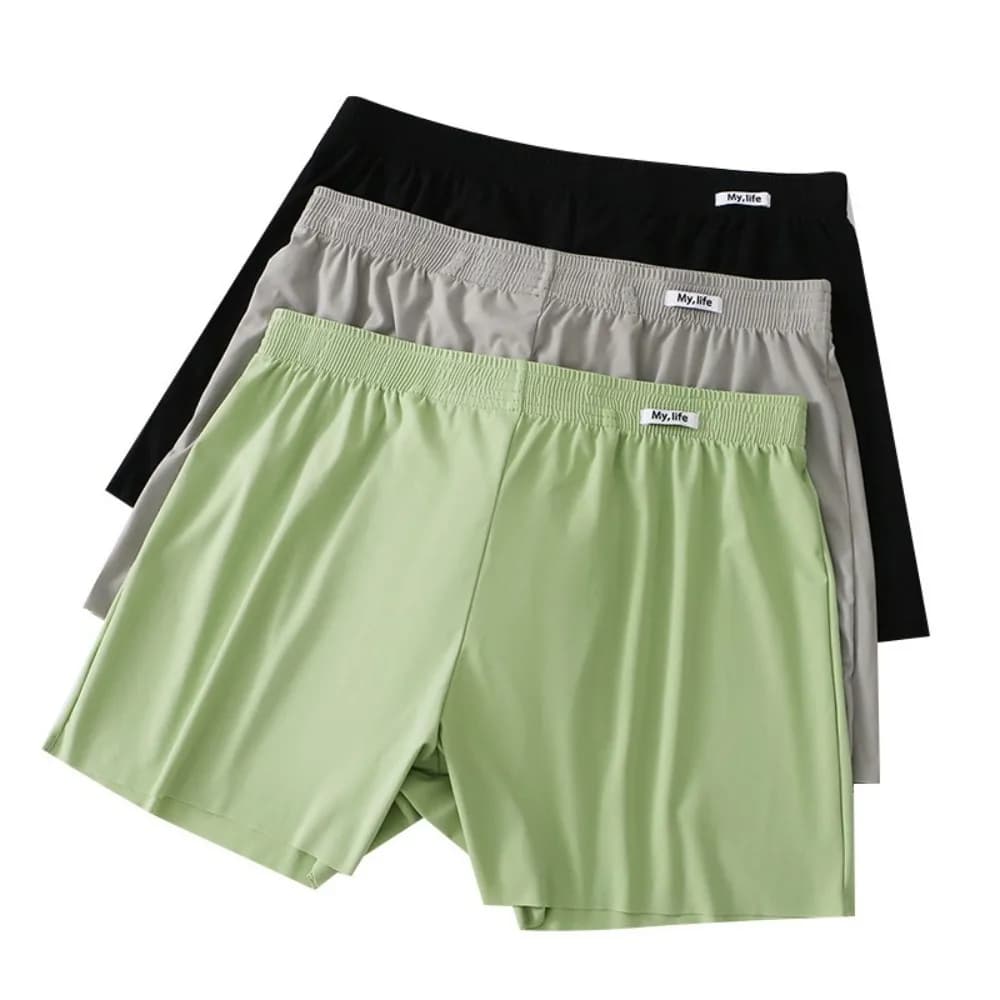 Summer Large Size Loose Boxer Shorts Satin Silky Thin Men Underwear Seemless Cool Ice Silk Arrow Pant Pajamas Panties