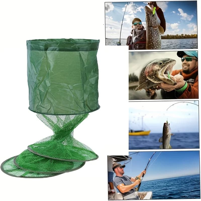 Rete da pesca portatile per riporre i pesci, anello in acciaio morbido, gabbia per pesci pieghevole, trappola per pesci di mare, gabbia per pesci pieghevole, rete per mantenere la pesca