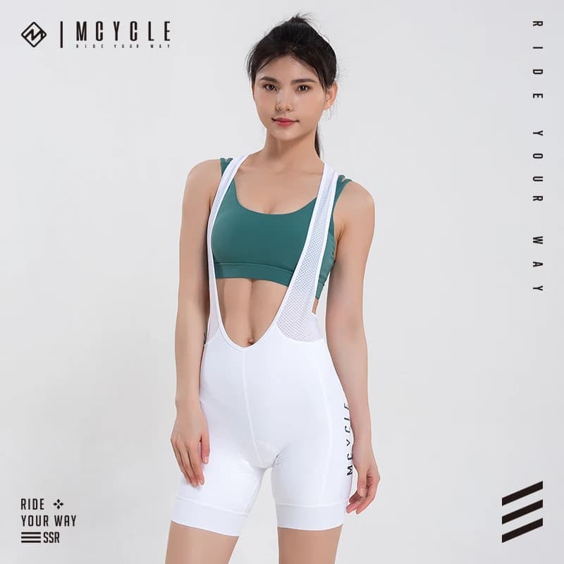 Mcycle Pantaloncini con bretelle da ciclismo imbottiti senza cuciture da donna Pantaloncini sportivi traspiranti ad asciugatura rapida Collant da ciclismo all'ingrosso personalizzabili