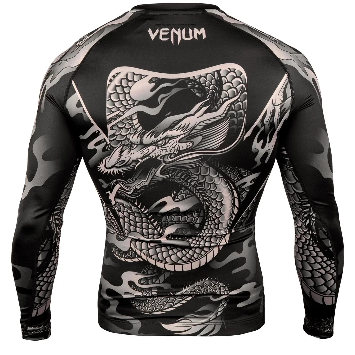 Maglia Sportiva Aderente a Maniche Lunghe da Uomo con Stampa Drago, Tessuto Traspirante ed Elastico per MMA, Fitness, Allenamento e Uso Quotidiano