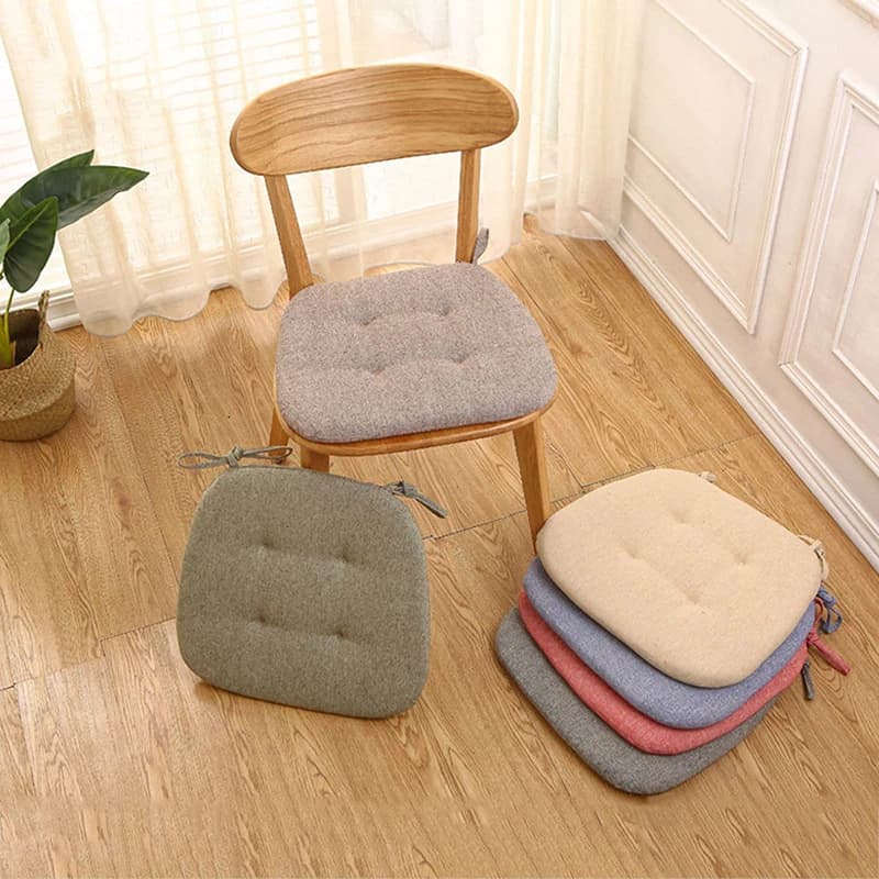 Cuscino per sedia da pranzo estivo Cuscino traspirante in cotone e lino addensato Cuscino per sedia a forma di ferro di cavallo per studenti Forniture per la casa