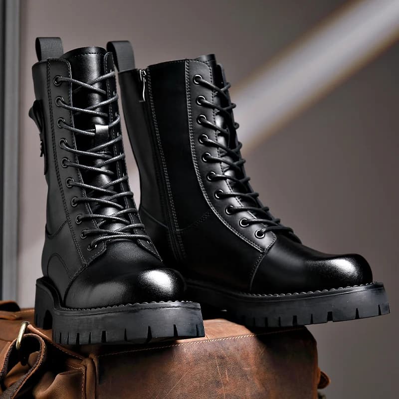 abiti da discoteca da festa di moda di lusso da uomo stivali alti scarpe in morbida pelle autunno inverno stivale con plateau lungo moto botas uomo