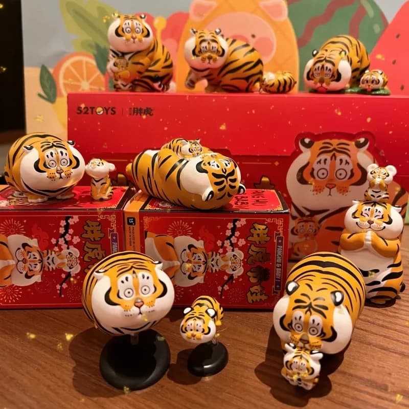 Originale I Not Fat Tiger Panghu con Baby 2 Series Blind Box Anime Figure Doll Toys Trendy Play Kawaii Model regalo di compleanno