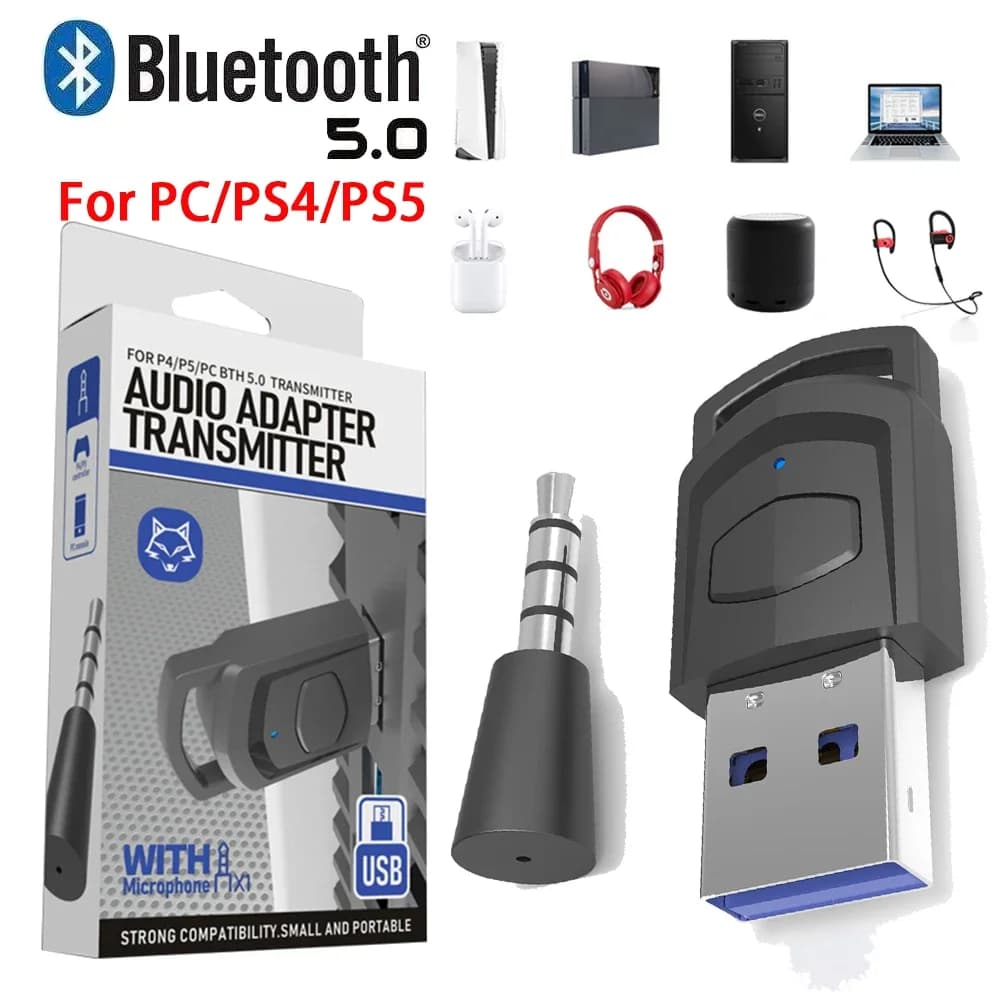 Ricevitore adattatore per cuffie Wireless per Sony PS5/PS4 Console di gioco accessori per giochi per PC auricolare trasmettitore Audio Bluetooth 5.0