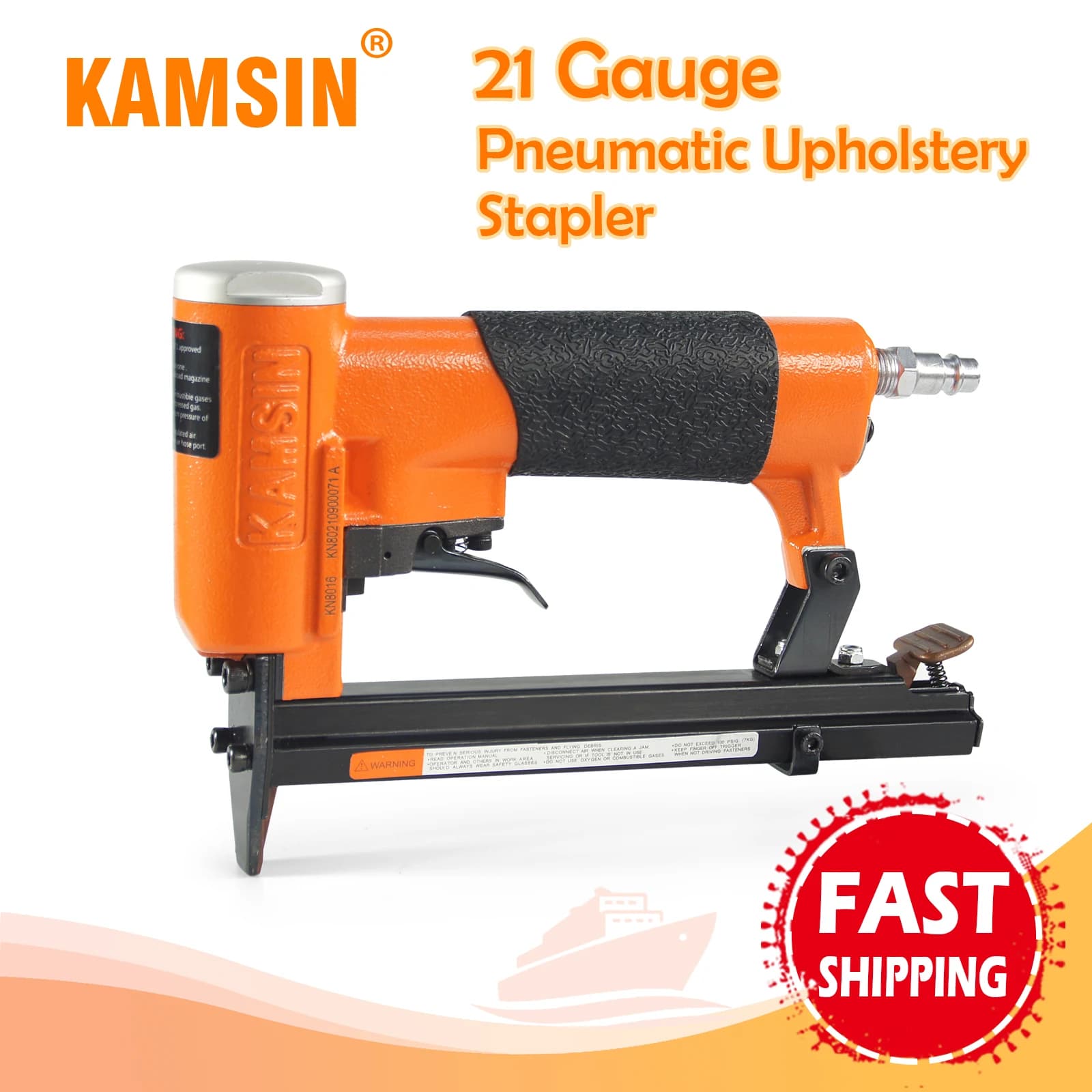 KAMSIN KN8016 Graffettatrice Pneumatica per Tappezzeria, 21GA, Tipo 80, Corona da 1/2, Graffettatrice ad Aria per Mobili, Pistola Graffettatrice a Filo Fine