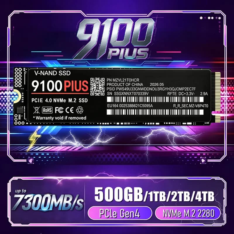 9100 PLUS M.2 NVMe SSD PCIe Gen4.0 X4 500GB to 4TB 7300MBs TLC 3D NAND internal drive for gaming PS5 laptop desktop low power