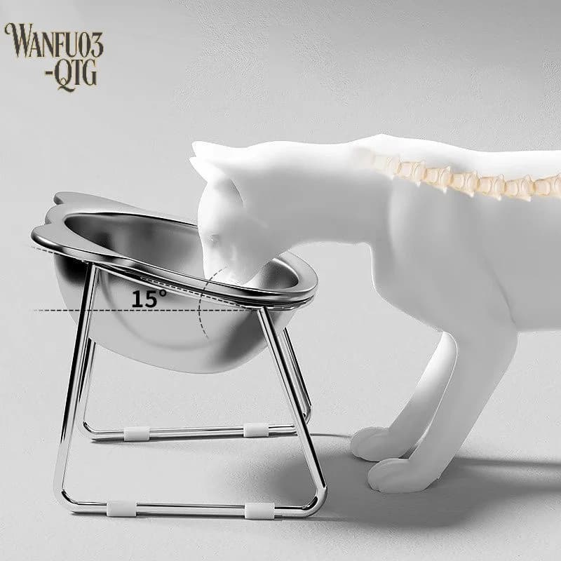 Ciotola Rialzata per Gatti Inclinata per Protezione del Collo, in Acciaio Inossidabile 304 Antirottura, 15 cm - Offerta Speciale ° Forniture per Animali Domestici Cuccioli