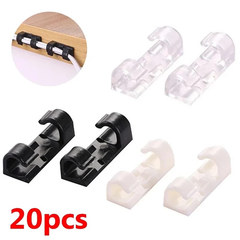 Clip Organizzatore Cavi Adesivo, Fermacavo per Caricabatterie, Gestione Fili da Scrivania, Fissatore per Cavi Auricolari, Clip Avvolgicavo USB, Supporto per Cavi