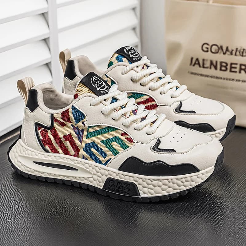 Sneaker casual con punta tonda, morbide e confortevoli, scarpe da ginnastica da uomo, scarpe sportive con plateau resistenti all'usura, nuove