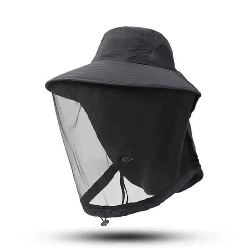 Nuovo Cappello da Pescatore per Esterni con Tesa Larga, Cappello a Secchiello Anti-Zanzare con Rete Repellente, Protezione Anti-Ape, Cappello da Pesca Uomo con Protezione Solare