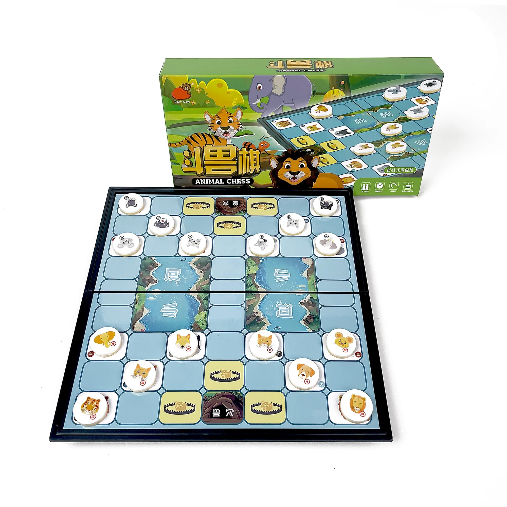 Gioco da Tavolo degli Animali, Pieghevole, Magnetico, Strategico, Portatile, in Plastica, per Viaggi e Attività all'Aperto, Set Classico