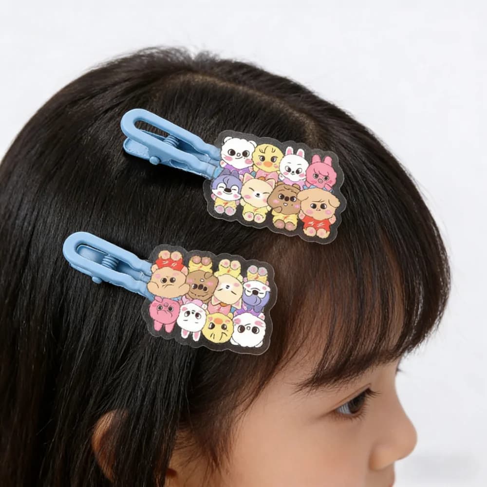 Accessories for kawaii hair SKZOO, acrylic hair clips with groups characters StrayKids Felix, Bang Chan, Changbin, LeeKnow, Hyunjin, gift kpop.
