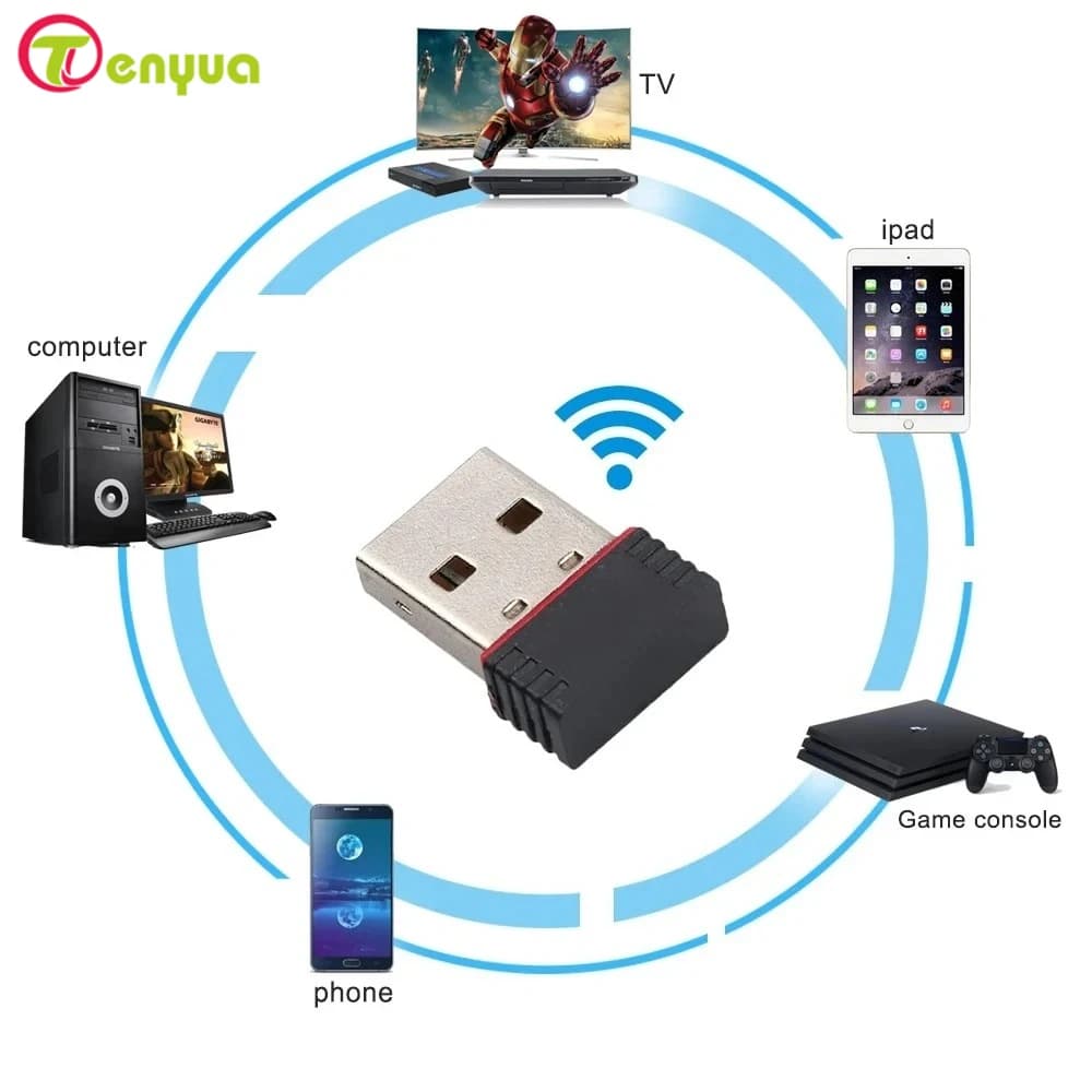 USB RTL8188 150 Mbps USB Adapter for Raspberry Pi, Dongle WiFi Wireless Network Adapter for Windows Laptop PC