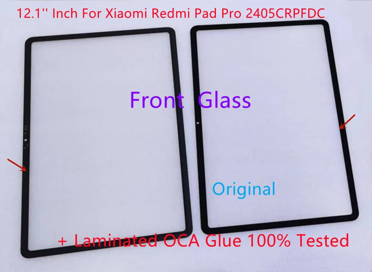 Nuovo 12.1 ''Pollici Per Xiaomi Redmi Pad Pro 2405CRPFDC Touch Screen Pannello Frontale Esterno In Vetro + Colla OCA Laminata Testato Al 100%
