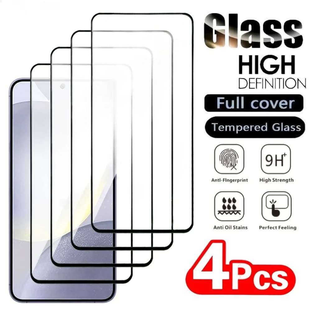 4Pcs Full Cover Tempered Glass for Samsung Galaxy S24 S23 Ultra S22 S21 Plus S24 S23 FE S25 Edge HD STB Clear Screen Protector