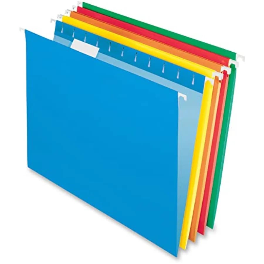 Hanging File Folders, Letter Size, Assorted Colors, 1/5-Cut Adjustable Tabs, 25 Per Box 81663