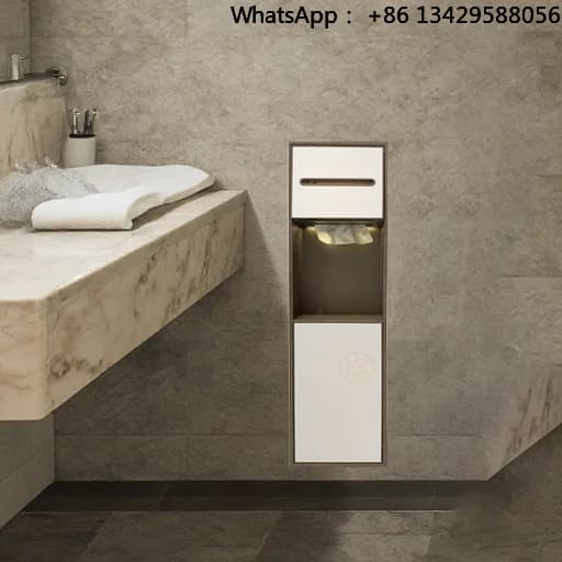 Built-In 304 Stainless Steel Toilet Paper Trash Can with Wall Rimless Niche Secret Hidden Storage