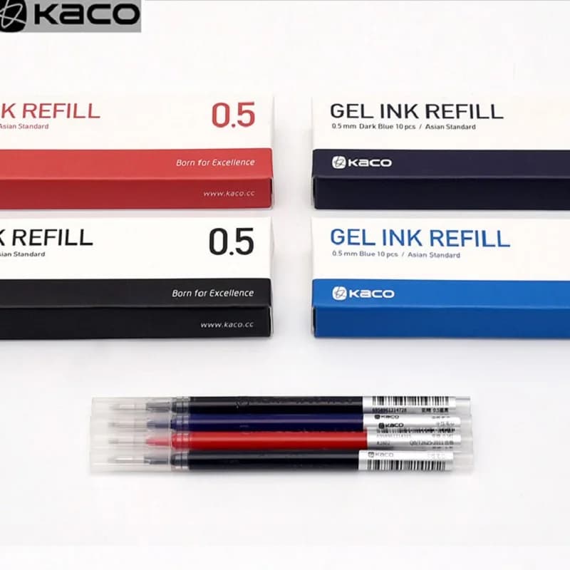 KACO 10 pz/lotto Sostituisci Ricariche Penna Gel Inchiostro UE/Asian 0.5MM Cancelleria Standard канchtenлярия Tnta per Forniture Per Ufficio Scolastico