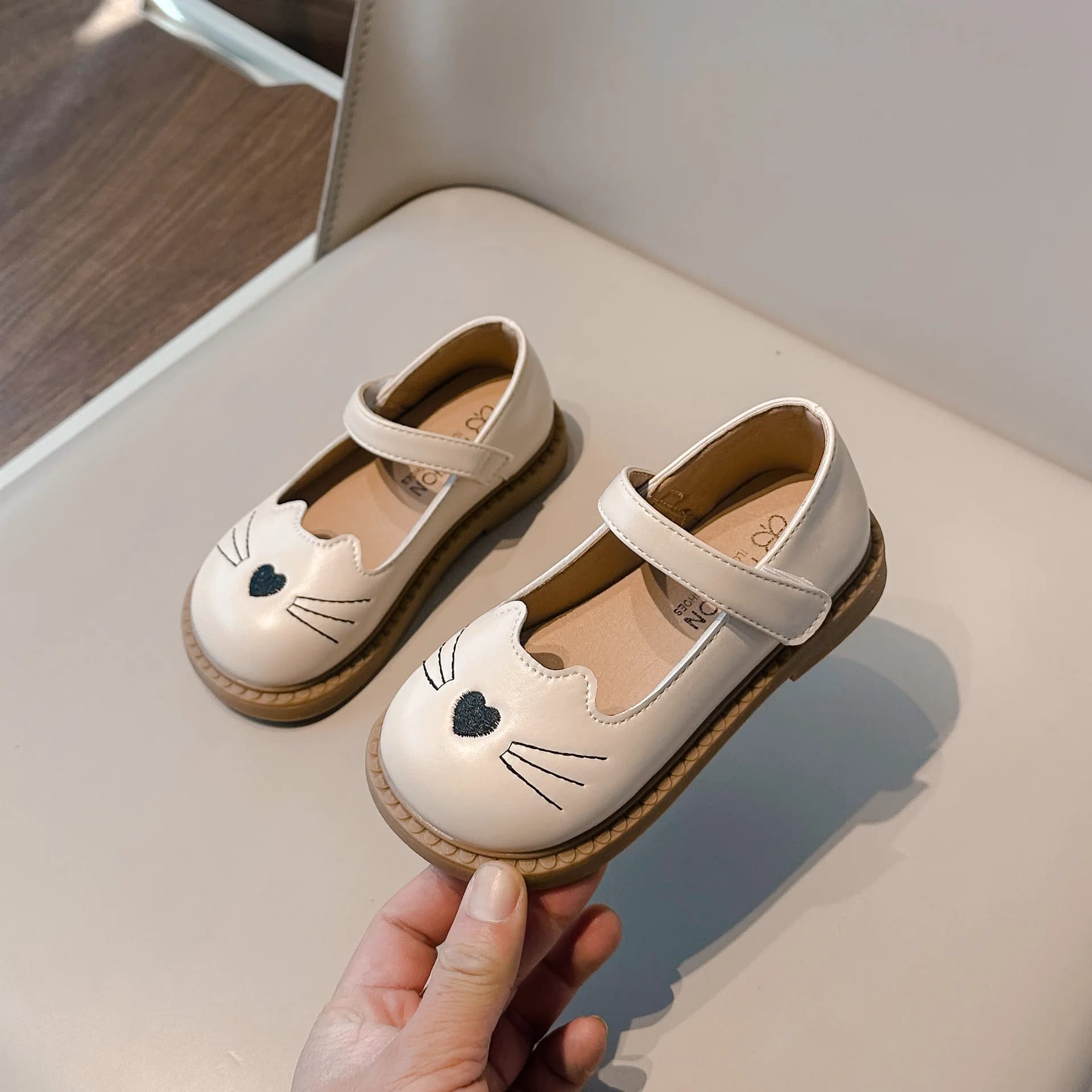Mocassini con Gattino per Bambine, Scarpe per il Ritorno a Scuola, Scarpe da Principessa Casual per Bambine, Ballerine in Pelle PU per Bambini, Scarpe Mary Jane